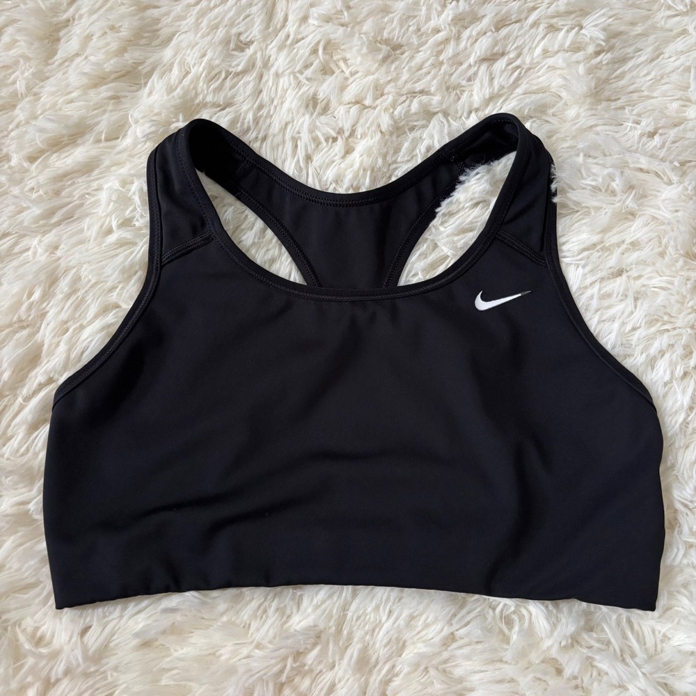 Nike Swoosh Medium Support Racerback Sports Bra Black BV3630-010 Womens Medium